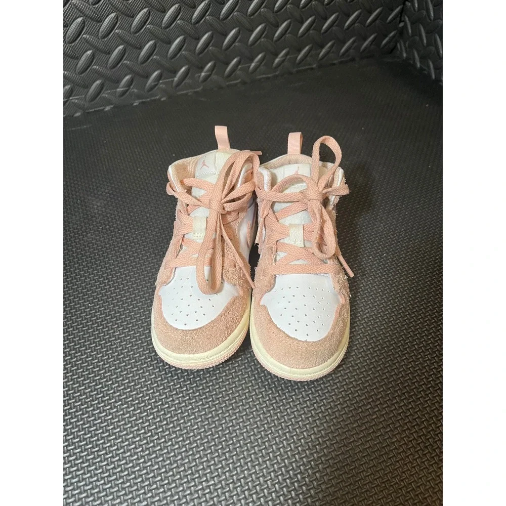 Nike Air Jordan 1 Mid Shoes Toddler 10C Legend Pink Suede Sneakers FN7537-161